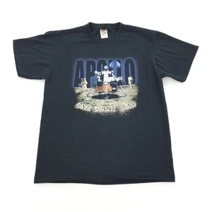 Vintage Apollo Mission Space Landing Short Sleeve Shirt Size Large Mens Black L